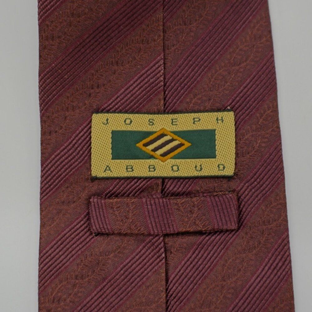 Joseph Abboud Brown Purple Striped Woven Short Wide Silk Tie - Picture 3 of 6